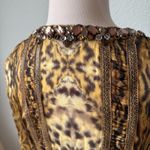 Oscar de la Renta Animal Print Silk Chiffon Blouse Jewels Photo 7