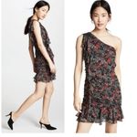 Veronica Beard "Ballard" One Shoulder Silk Floral Summer Mini Dress Photo 2