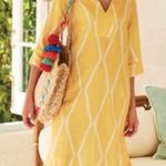Soft Surroundings  Yellow Linen Sun Dress Womens S Beachy Casual Short 3/4 Sleeve Photo 1