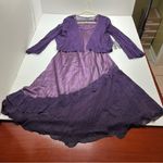 Komarov Ombré Tiered Hem Cocktail Dress & Chiffon Jacket Purple Womens XL NEW Purple Photo 2