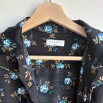 Sandro Paris Black Floral Button-Front Satin Dress- Size 38 (US 6) 100% Viscose Photo 4