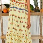Anthropologie All Things MOCHI Remi Rainbow Embroidered Midi Dress 100% Linen Sleeveless XS Photo 0