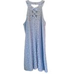 Candie's Candie’s Light Blue Lace Mini Dress Size Large High Neck Sleeveless Elegant Photo 6