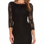 Diane Von Furstenberg DVF Zarita Black Scalloped Lace Scoop Neck Dress Size 8 Medium Photo 0