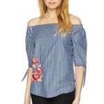 Kensie Blue Striped Off The Shoulder Top NWT MEDIUM Photo 2