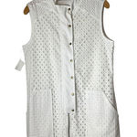 Michael Stars  Dress Women‎ Medium White Eyelet Sleeveless Shirt Dress Vest NWT Photo 0