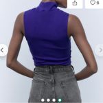 ZARA NWT Dark Blue Mock Neck Sleeveless Top Photo 3