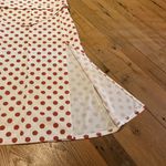 ZARA  V Neck Sleeveless Cream Rust Red Polka Dot Split Front Belted Dress SMALL Photo 5