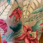 Vtg 80s bright tropical leaves n floral blouse Size 12 Photo 4