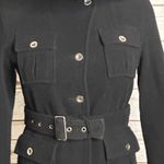 London Fog classic witchcore gothic black wool hooded belted overcoat Size 12 Photo 1