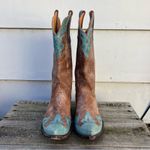 Old Gringo  weathered tan and Robbins egg blue overlay point toe cowgirl boots 7B Photo 2