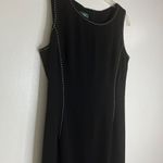 Lauren Ralph Lauren Black Knee Length Pencil Dress White Stitching Zip Back Sz 8 Photo 4