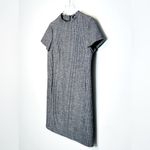 Theory  Women’s Jasneah Tweed Herringbone Black Gray Shift Dress Size 8 Photo 3