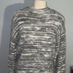 Vylette Gray and White Women's Crew Neck Sweater metallic top shirt medium Photo 0