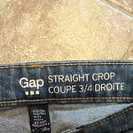 Gap Jeans Straight Crop Coupe 3/4 Cuffed Medium Wash Jeans Distressed Sz 0 blue Photo 4
