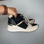 Michael Kors ‎ Wedge Sneakers Black Gold Suede Leather Athletic Shoes Size 8 Photo 1