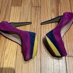 Sole Society LAYLA Suede Platform Colorful Colorblock Multicolor Bright retro pumps Women's Heels Size 7.5 Coquette Photo 5