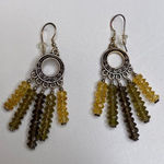 Jewelry 2 Piece Bundle Dangle Beaded Tassel Earrings w/ Matching Bracelet Yellow Photo 0