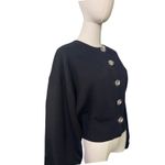 ZARA Black Cardigan Sweater Medium Silver Statement Buttons Cropped Jacket Style Photo 1