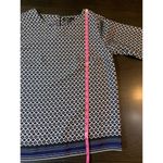 Dalia Flowy Blouse‎ Shirt Womens Small Blue Geometric Office Church Business Photo 10