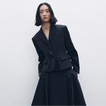 ZARA Navy Blue Tailored Wool Blend Lapel Collar Long Sleeves Luxury Blazer Sz M Photo 1