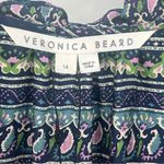 Veronica Beard  Lumi 100% silk dress ruffle hem knee length tan navy size 14 NEW Photo 9