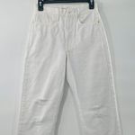 frame denim NEW FRAME Le Hollywood High Waist Ripped Crop Straight Leg Jeans Blanc Rips 25 Photo 4