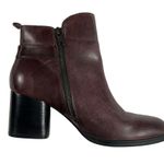 Born Gillian Moto Leather Ankle Boots Block Heel Zip Burgundy Aubergine Size 7M Red Photo 1