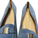 Salvatore Ferragamo Blue Suede Loafers Quiet Luxury Minimal Chic Slip-On Comfort Old Money Luxe 7.5 Photo 3