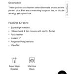 EXPRESS Super High Waisted Faux Leather Belted Bermuda Shorts/ Size 2 NWT Photo 7