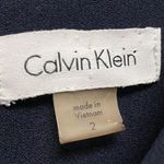 Calvin Klein Women Sz 2 Blue Crew Neck Flare Sleeve Contrast Piping Sheath Dress Photo 4