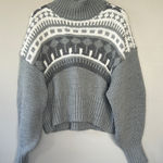 H&M Pringle of Scotland x Gray Fair Isle Mock Neck Knit Pullover Sweater Small Photo 0