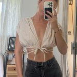 Mahina  striped wrap cropped top Photo 0