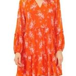 Vince Camuto floral orange tiered lined balloon sleeve dress, size M pullover Photo 0