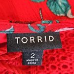 Torrid Size 2X red floral lace-up neck mini skater dress in gauze fabric Photo 8