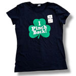 Fruit of the Loom NEW St. Patrick's Day Shirt "I Pinch Back" Shamrock Black Green W/ White T-shirt Photo 0
