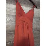 Azazie Paprika A line Pleated Chiffon Long Dress Farren Bridesmaid Formal Orange Size 6 Photo 3