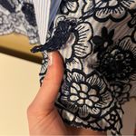 Jade Blue and White Striped Dress with Dark Blue Floral Accents Size M Photo 2