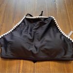 Aerie  Bikini Crop Top Halter Black Open Back Tie Strappy Large Photo 0