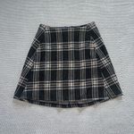 Originality Grey Plaid A Line Pull On Preppy Mini Skirt Sz Xs Pockets Gray Photo 0