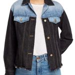Rebecca Taylor NWT NEW  BLACK/INDIGO Colorblock Denim Jacket Size Medium M Photo 0
