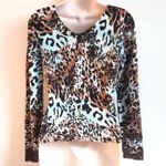 Cache animal print beaded lace long sleeve v neck sweater s… Photo 2