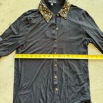 Cable & Gauge  /  Womens Button Down Shirt Studded Collar 3/4 sleeve / black Photo 3
