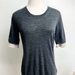 Burberry Brit Merino Wool Knit Tee Shirt with Nova Check Detail Medium Photo 0