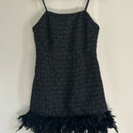 Walter Baker   Helen Black Magic Tweed Feathered Mini Dress 2 NWT Photo 0