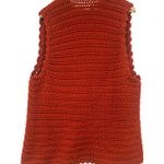 American Vintage Vintage Women’s Grandmacore Hand Knit Open Cardigan Vest Orange Cozy Fall L Photo 3