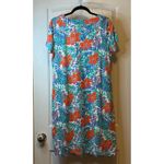 Talbots  NWT Dress Womens Orange Floral V Neck Knee Length Short Sleeve Size L Photo 2