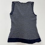 J.Crew Tank‎ Top Womens Small Blue Striped V Neck Sleeveless Knit Wool Blend Photo 1