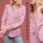 Anthropologie "County Fair" Embroidered Hot Air Balloon Button Down Top 4P Photo 1