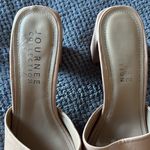 Journee Collection Nude Open Toe Block Heel Slide Sandals Size 8 Square Toe Photo 3